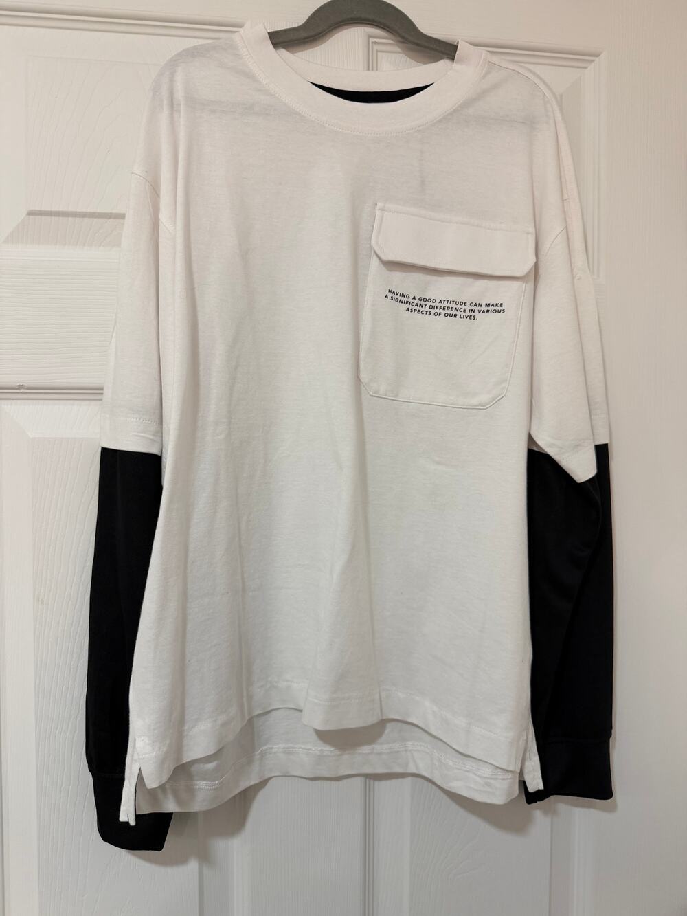 Zara - Kids Boys - Long-Sleeve T-Shirt - White & Black - Size 11/12 - NWT